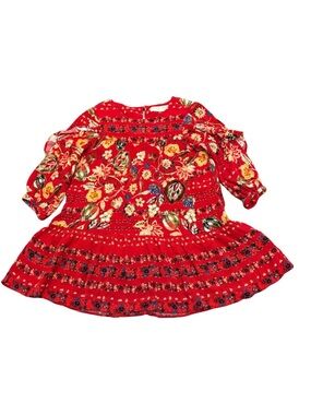ZARA Red Floral Girls Dress - 6T